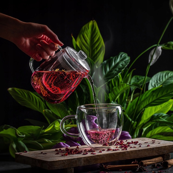 DZBANEK SZKLANY DO HERBATY 600ml ZAPARZACZ ZIÓŁ WKŁAD Z ZAPARZACZEM