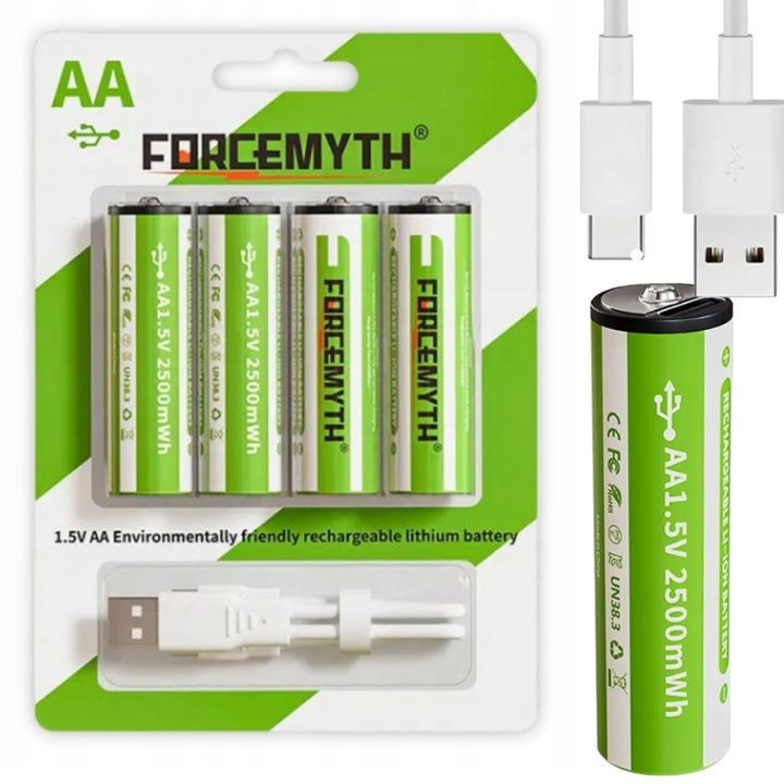 AKUMULATOR BATERIA LITOWO-JONOWA 1,5V AA Z KABLEM USB BATERIE PALUSZKI