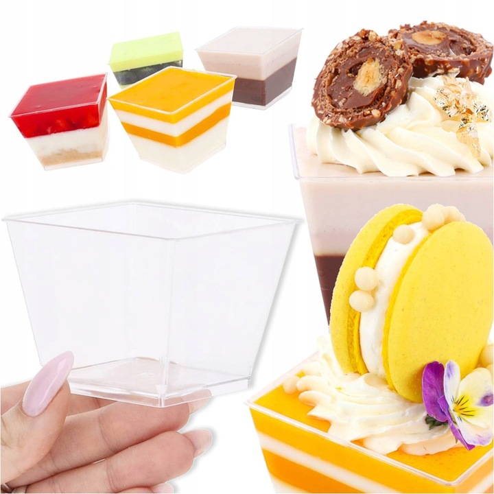 PUCHARKI DO DESERÓW pojemniki na deserki Galaretka Piramida 50szt 120ml