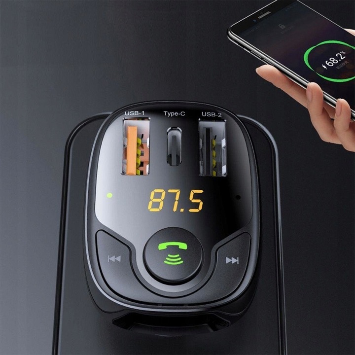 Transmiter | Ładowarka ROCK B301 Bluetooth FM QC