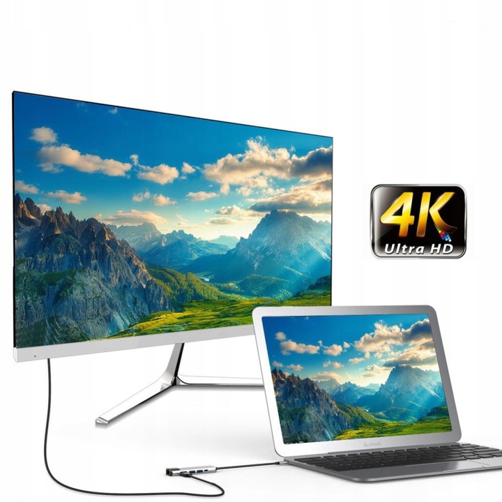 ADAPTER KARTA SIECIOWA ETHERNET GIGABIT 5W1 HUB USB-C HDMI 4K LAN USB 3.0x2