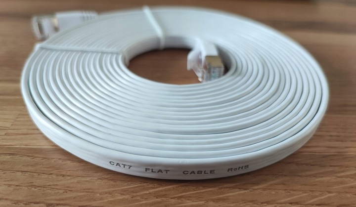 KABEL SIECIOWY LAN ETHERNET PŁASKI RJ45 CAT7 15m