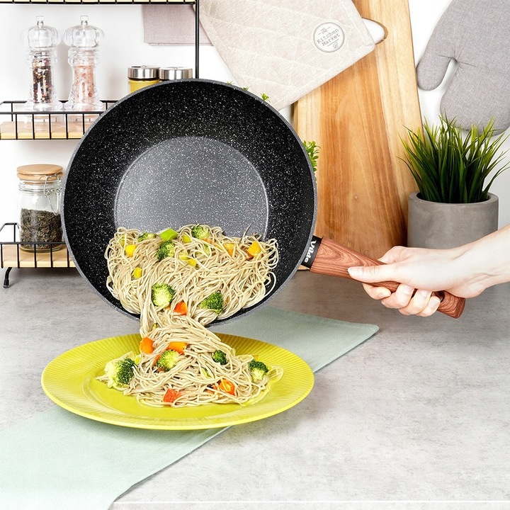 Wok GRANITOWY patelnia głęboka do smażenia duszenia dań azjatyckich 28 cm