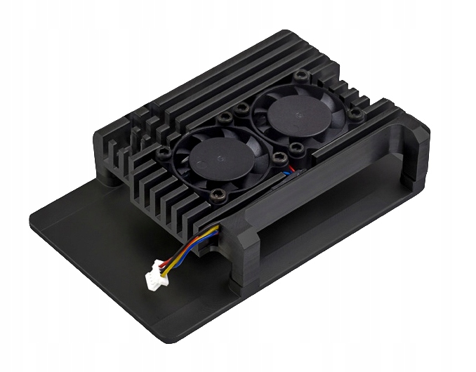 Aluminiowa obudowa do Raspberry Pi 5 z dwoma wentylatorami PWM i radiatorem