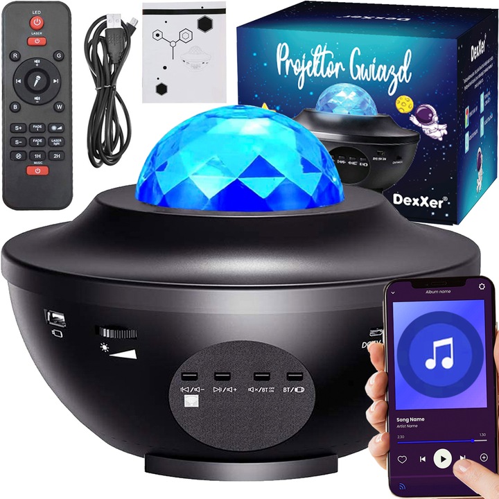 PROJEKTOR GWIAZD RZUTNIK NIEBA LAMPKA NOCNA ASTRONAUTA GŁOŚNIK BLUETOOTH