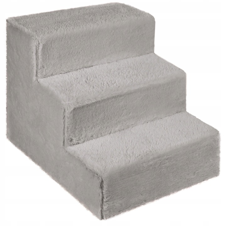 Schodki dla psa 3-stopnie tapicerowane szare podest dla psa do kanapy łóżka