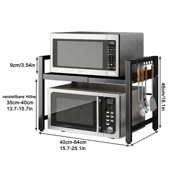 Półka stojak na mikrofalówkę regał kuchenny regulowany kuchenny stal