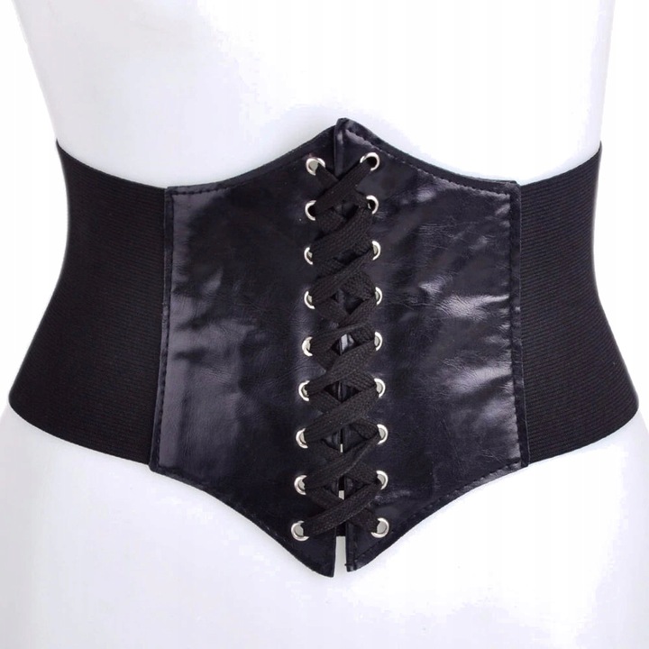 Szeroki pas pasek czarny gorset sznurowany czarny wyszczuplający na