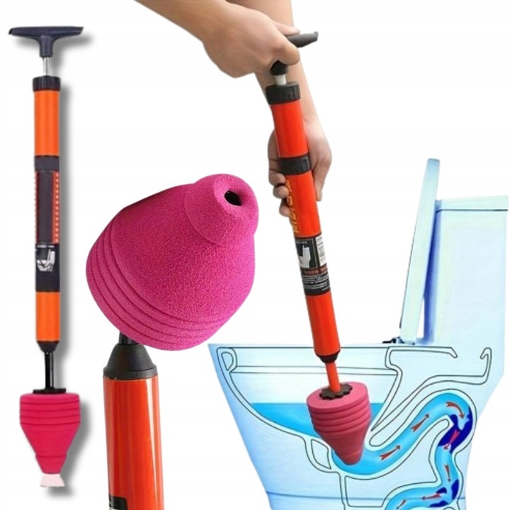 PRZEPYCHACZ DO RUR DO UDRAŻNIANIA KANALIZACJI POMPKA WC SYFONÓW ZLEWU