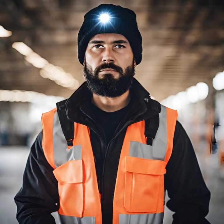 Czapka Zimowa z Latarką Lampką Czołową LED Ładowanie USB Ciepła Czarna