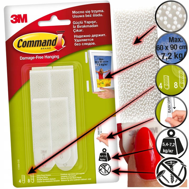 COMMAND Rzepy samoprzylepne d Wieszania Obrazów do 7,2kg Zestaw
