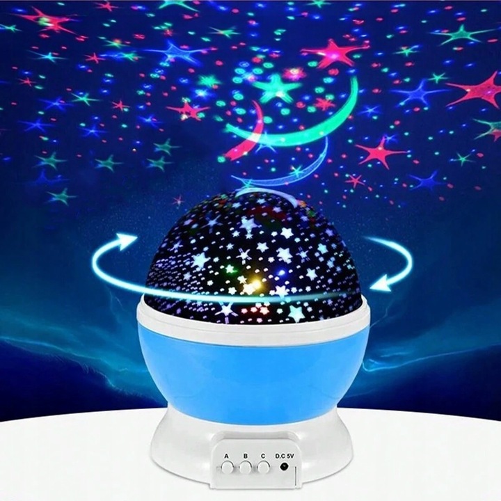 PROJEKTOR GWIAZD KSIĘŻYCA NIEBA OBROTOWY LAMPKA NOCNA RZUTNIK DLA DZIECKA