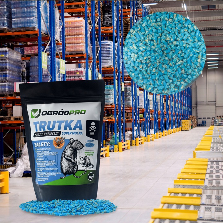 TRUTKA NA SZCZURY I MYSZY GRYZONIE GRANULAT BRODIFAKUM 1KG BARDZO