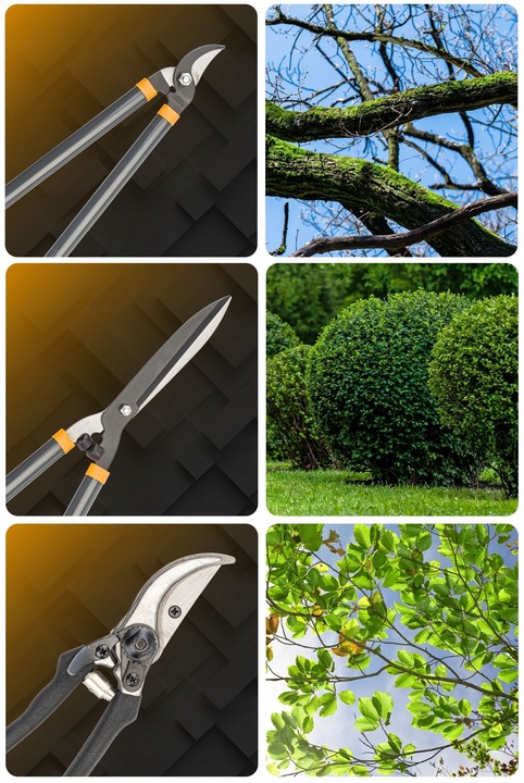 ZESTAW SEKATORÓW I NOŻYC OGRODOWYCH DO GAŁĘZI KRZEWÓW ŻYWOPŁOTU 3 SZT