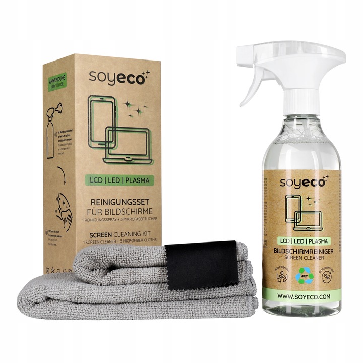 PŁYN DO CZYSZCZENIA EKRANÓW TV LCD LCD MONITORÓW ZESTAW Z MIKROFIBRĄ x3 |