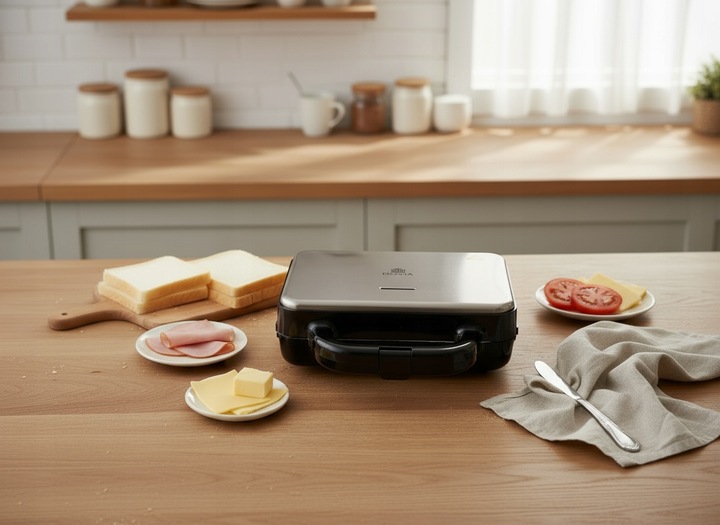 TOSTER OPIEKACZ DO KANAPEK TOSTÓW SANDWICH 1000W STAL NIERDZEWNA