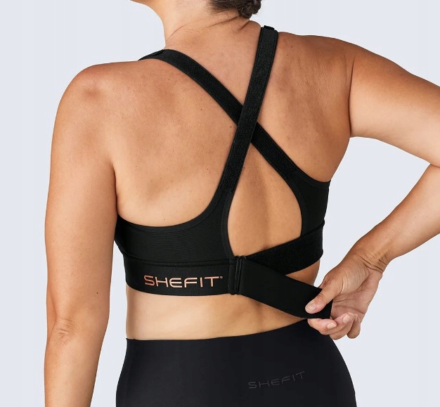 STANIK SPORTOWY SHEFIT CZARNY MOCNE PODTRZYMANIE REGULOWANY L
