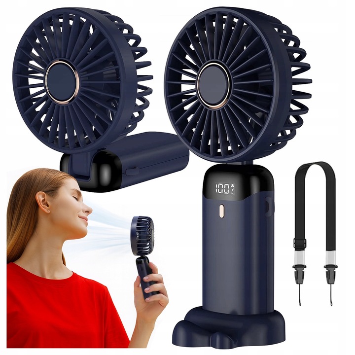 Wiatraczek Wentylator wiatrak stojący ręczny biurkowy cichy mocny USB-C