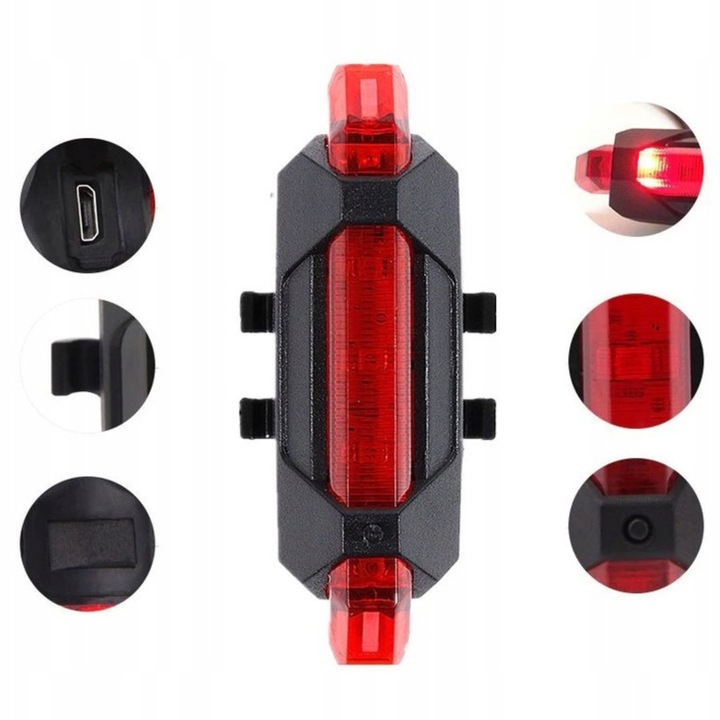 LAMPKA ROWEROWA PRZEDNIA I TYLNA LED MOCNA AKUMULATOROWA DO ROWERU ZESTAW