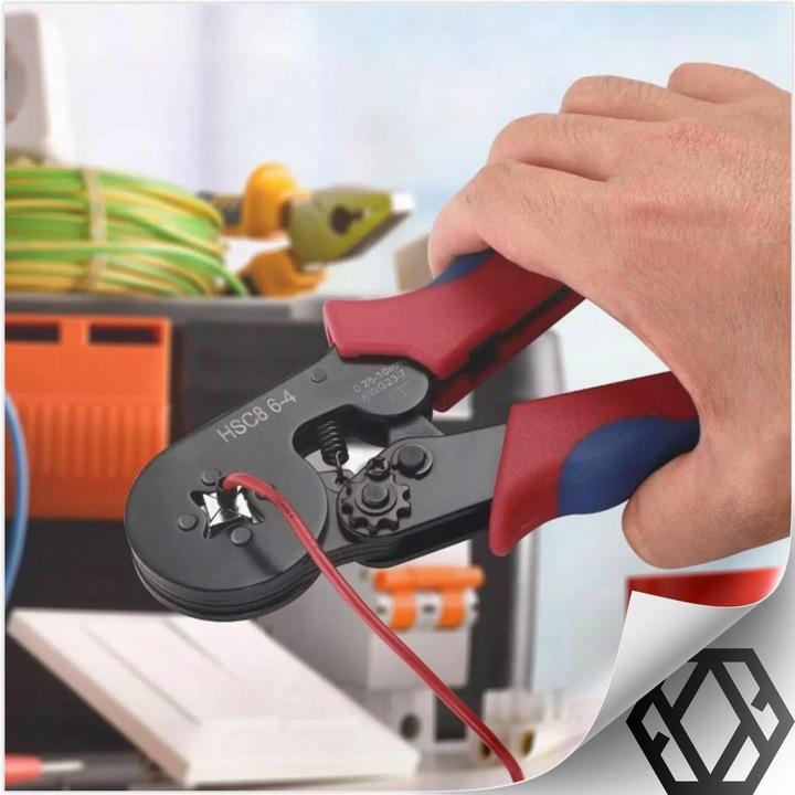 ZACISKARKA PRASKA DO KONEKTORÓW KOŃCÓWEK KABLI TULEJEK 0.25-10mm²