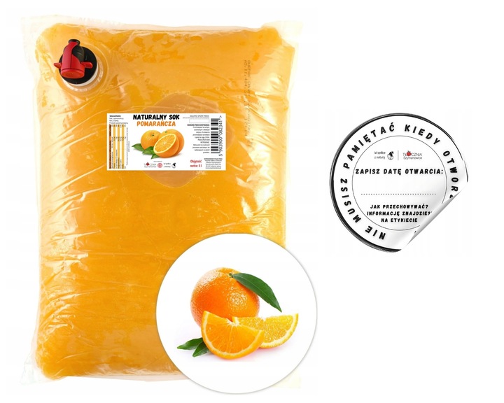 SOK POMARAŃCZOWY Z POMARAŃCZY POMARAŃCZA TŁOCZONY 100% NFC ŚWIEŻY 5L