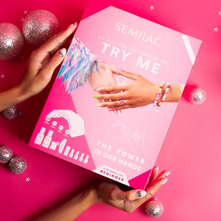 SEMILAC PREZENTOWY ZESTAW STARTOWY DO PAZNOKCI DLA POCZĄTKUJĄCYCH TRY