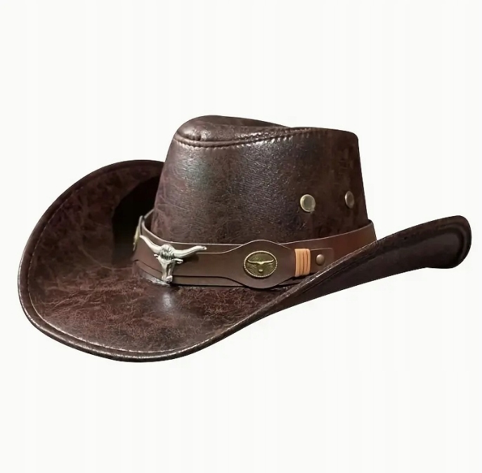 Klasyczny Kowbojski Kapelusz z Klamrą w Kształcie Głowy Byka Nakrycie