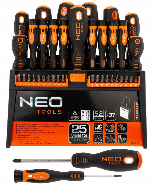 NEO TOOLS Zestaw wkrętaków i końcówek wkrętakowych śrubokręty bity 37