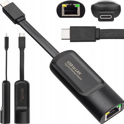 PRZEJŚCIÓWKA GIGABIT KARTA SIECIOWA ADAPTER LAN RJ45 1000Mb 1Gb USB TYP C