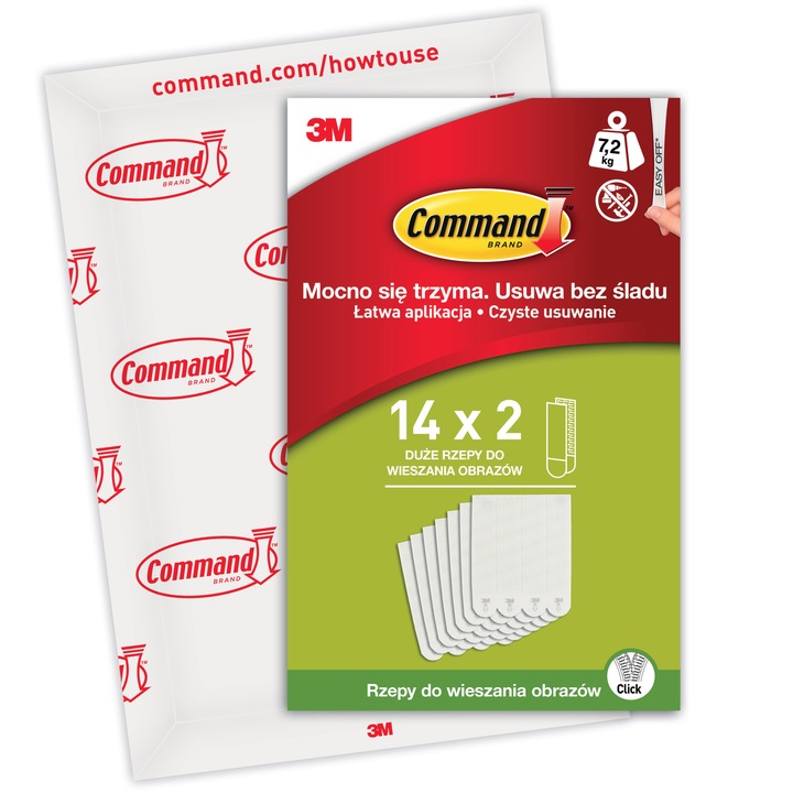 Command rzepy samoprzylepne do wieszania obrazów do 7,2 kg 28 szt. (14