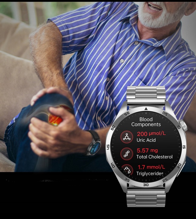 ZEGAREK MĘSKI SMARTWATCH DLA SENIORA EKG POMIAR CUKRU CIŚNIENIE TEMPERATURA
