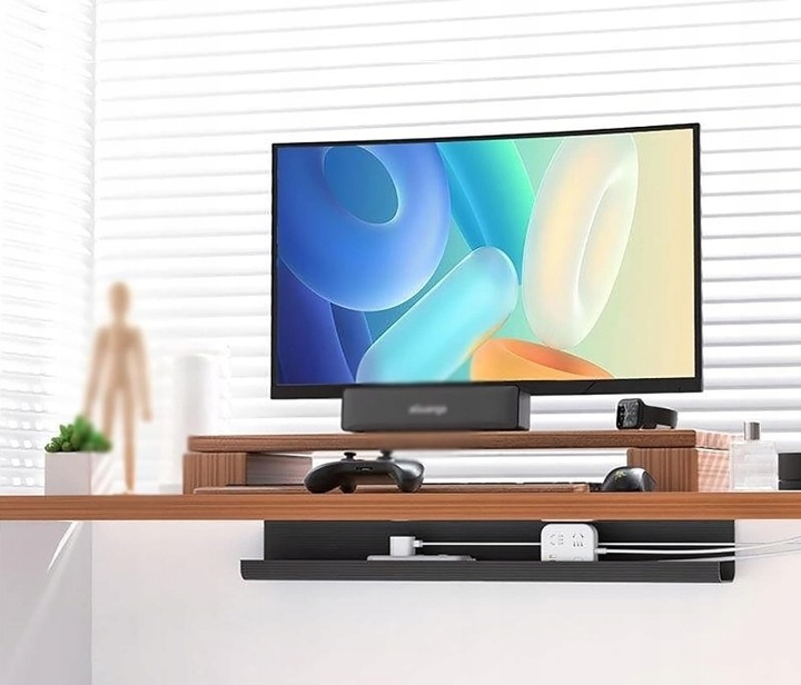 ORGANIZER UCHWYT MASKOWNICA LISTWA DO KABLI PRZEWODÓW POD BIURKO BLAT 40 CM