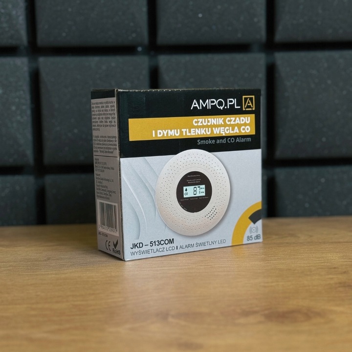 Czujnik detektor czadu i dymu tlenku węgla CO lcd