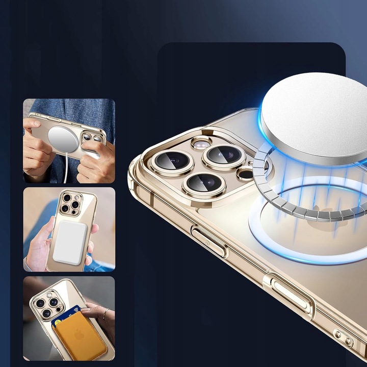Etui do iPHONE 16 PRO MAX WZMACNIANE 360° SHOCK CLEAR CASE do MagSafe+SZKŁO