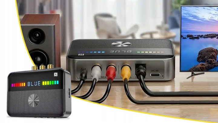 ADAPTER TRANSMITER BLUETOOTH ODBIORNIK NADAJNIK BT 5.3 AUX RCA NFC