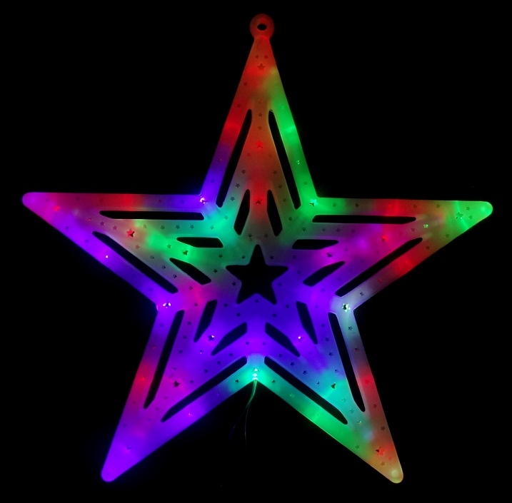 OZDOBA ŚWIĄTECZNA W OKNO GWIAZDA MULTIKOLOR LED 35 CM