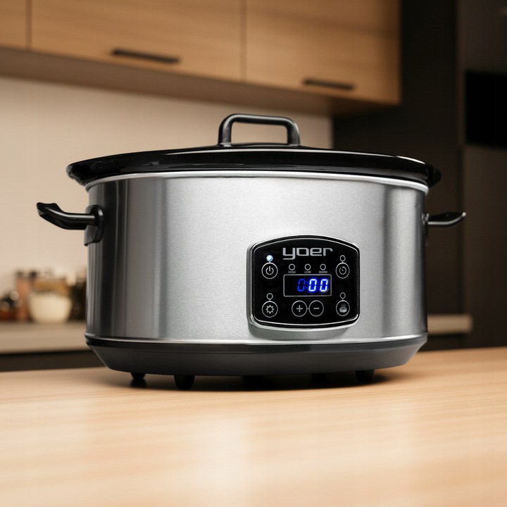 Wolnowar Garnek ceramiczny Slow Cooker Yoer INOX LCD 320W 6,5L
