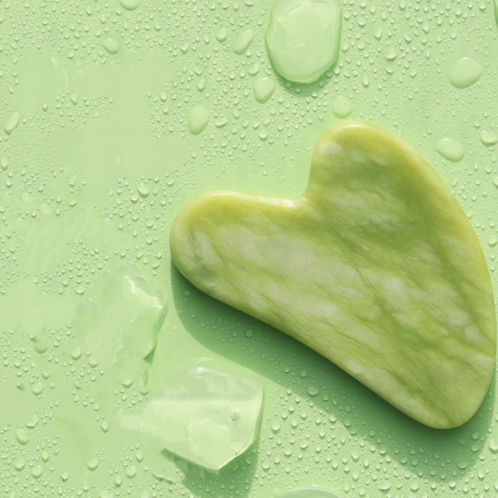 3w1 Masażer do twarzy KAMIEŃ GUA SHA z jadeitu zestaw roller wałek masażu