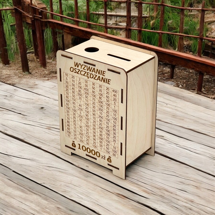 SKARBONKA WYKREŚLANA drewniana WYZWANIE OSZCZĘDZANIE Ślub TWÓJ GRAWER