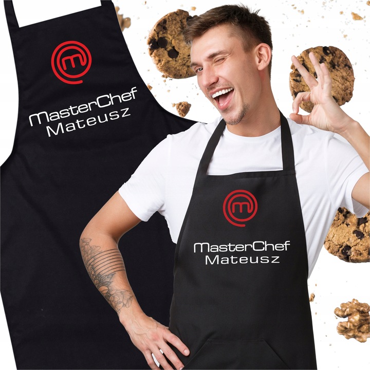 BAWEŁNIANY FARTUSZEK FARTUCH KUCHENNY Z NADRUKIEM PREZENT Z IMIENIEM WZORY