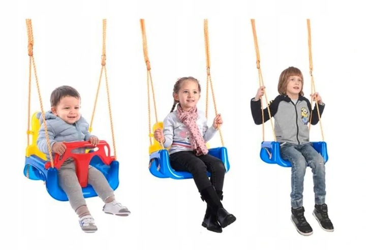 Huśtawka Ogrodowa Modułowa domowa dla Dzieci 3w1 Mocna na Linach Bezpieczna