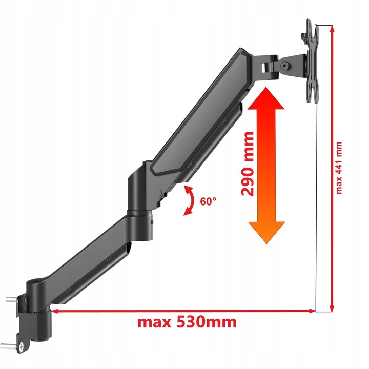 Gazowy Uchwyt do Monitora TV Telewizora ścienny 13-32 cale Uniwersalny