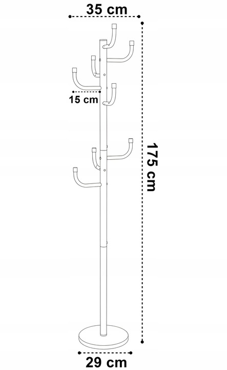 WIESZAK stojący NA UBRANIA kurtki metalowy STOJAK PODŁOGOWY do