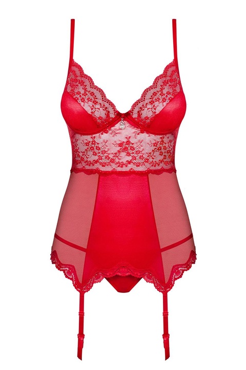 LOVICA CORSET Gorset z koronką + stringi *XXL*red