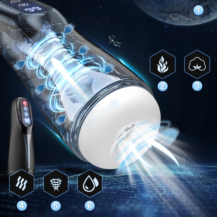 Automatyczne masturbator meski z funkcją ssania, wibracji, ogrzewania