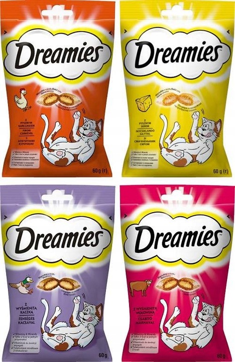 Dreamies Przysmak MIX smaków dla kota 4x60g PAKIET