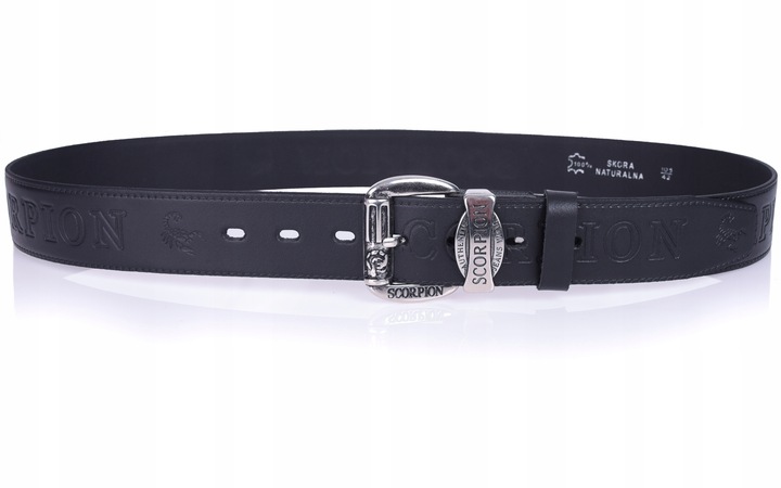 Pasek skórzany SCORPION czarny męski SKÓRA
