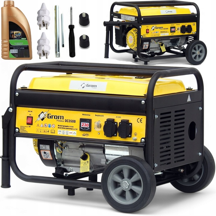 AGREGAT PRĄDOTWÓRCZY 5200W generator prądu GROM POLSKA MARKA +KOŁA, AVR+