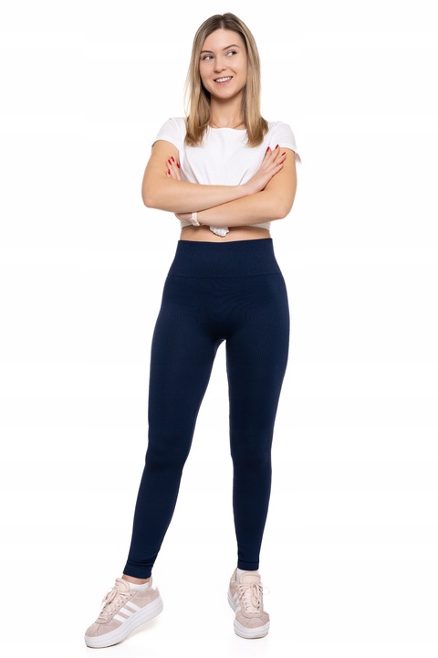 Legginsy Prążkowane Damskie z Wysokim Stanem Modne Sportowe MORAJ L/XL