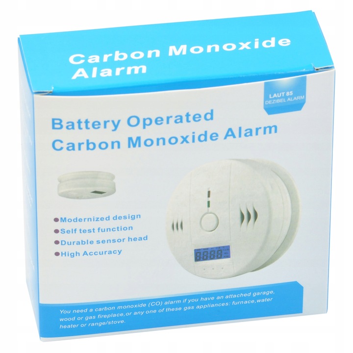 CZUJNIK CZADU TLENKU WĘGLA CO DETEKTOR WYKRYWACZ Z ALARMEM LCD CZUŁY